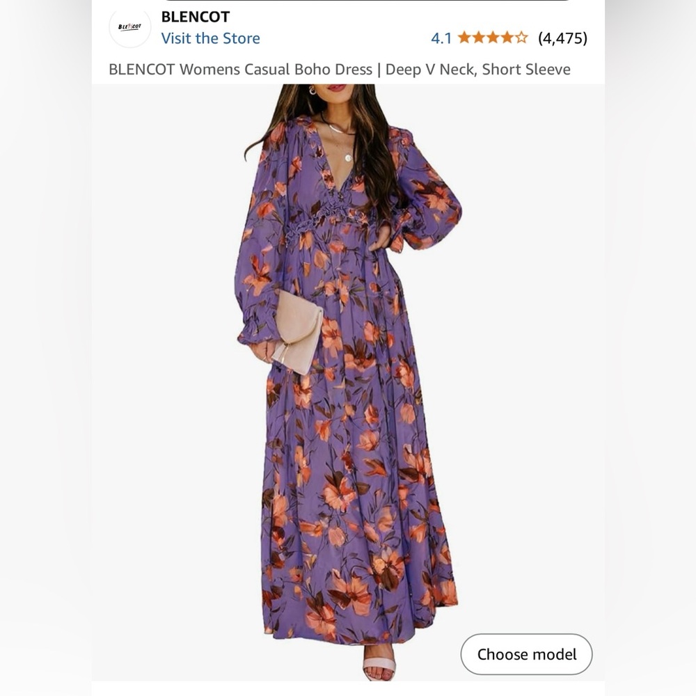 BLENCOT WOMEN’S PURPLE FLORAL BOHO DRESS NWOT